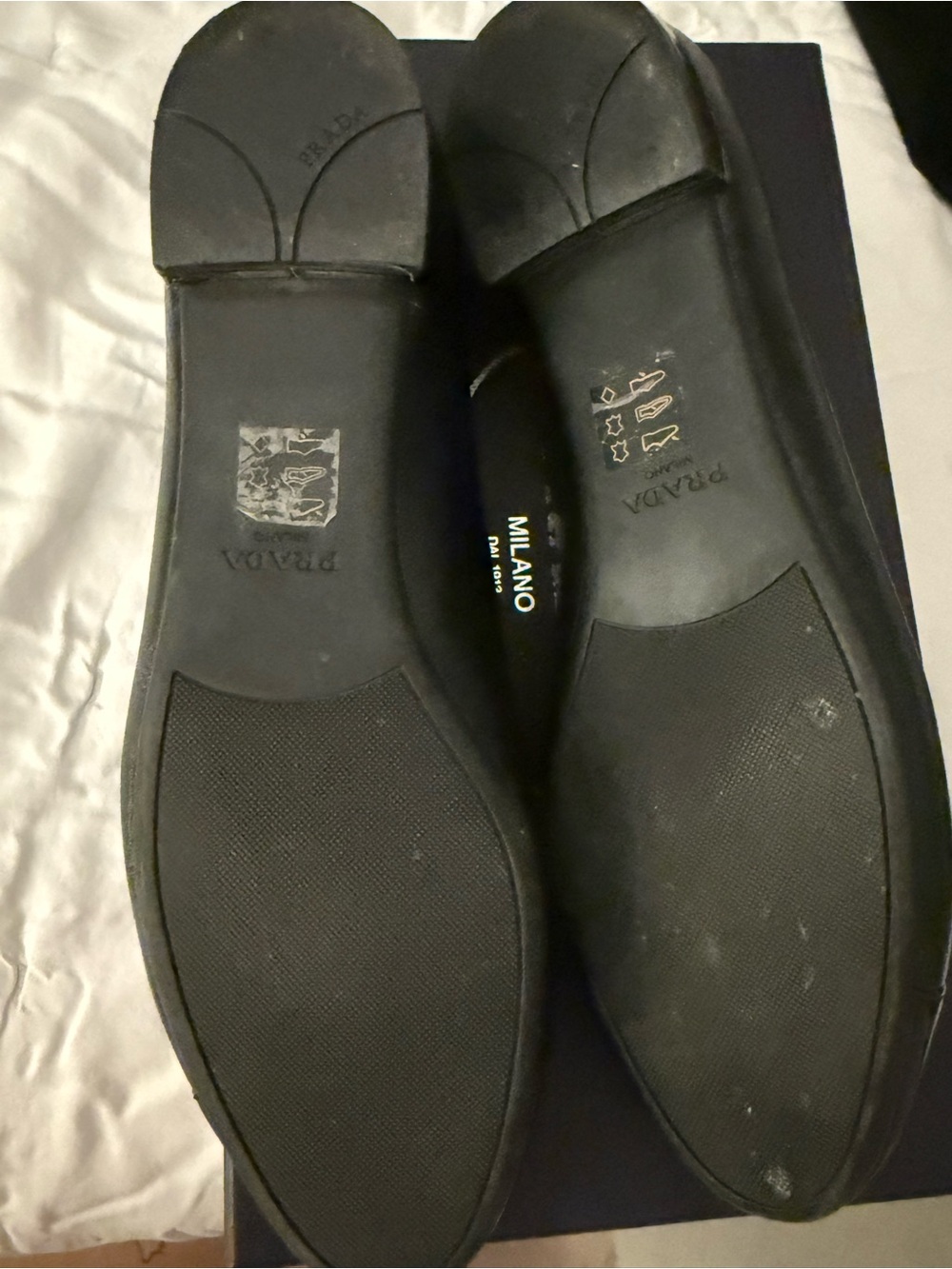 Prada Black Leather Ballet Flats with Patent Cap Toe - Picture 6 of 6
